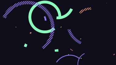 Canlandırılmış Geometrik kalıp veya arkaplan. Soyut hareket şekilleri arka plan, antika retro renkler. Düz bir tasarımda kusursuz hareket grafik arkaplanı