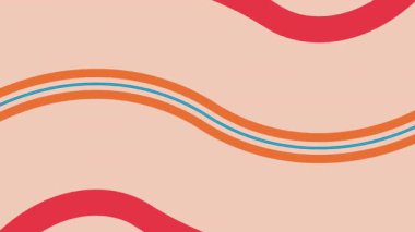 Retro animasyon çizgileri 80 'ler-90' lar sentetik dalga titreşimleriyle arka planda renk sallıyor. Dalgalı çizgiler titreşim, dalgalanma ve akış hipnotize edici bir şekilde parlayan grafikler, dinamik retro-fütüristik hareket grafikleri döngüsü oluşturur