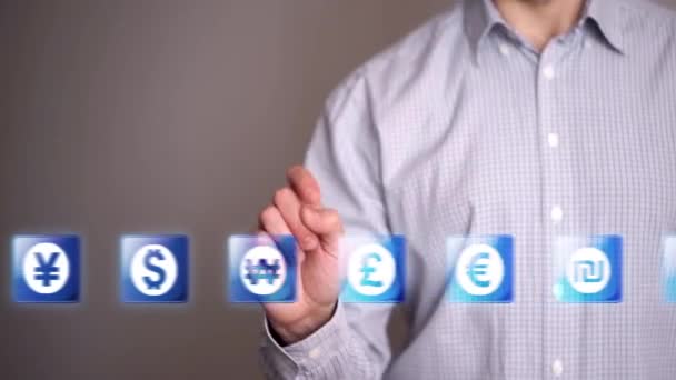 Üzletember-touch ikonok nyert — Stock videók