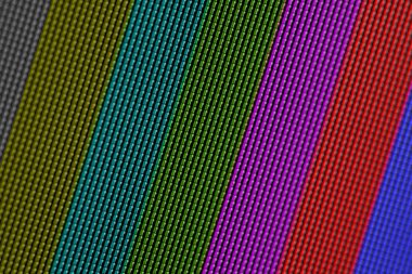 Renk çubukları ile Lcd Tv ekranının closeup pikseldir televizyon test yayını