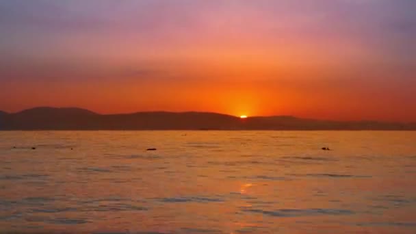 Timelapse solnedgången på marinmålning — Stockvideo