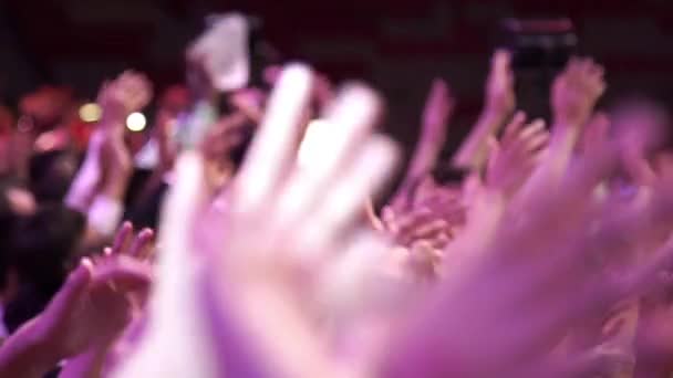 Multidão de fãs num concerto de música no palco — Vídeo de Stock