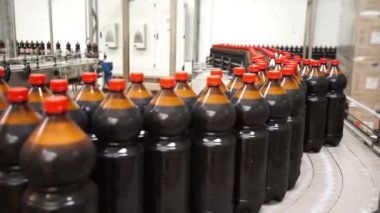 Plastik şişe sanayi Konveyör bant üzerinde kapat