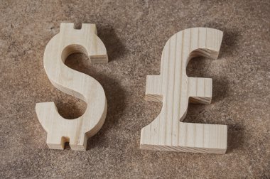 Dolar Pound biriminden bir taş zemin üzerine Döviz