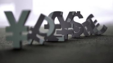 Euro, dolar ve yen sembolleri