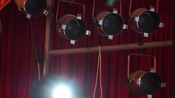 Theater lights. Red background. — Stock Video