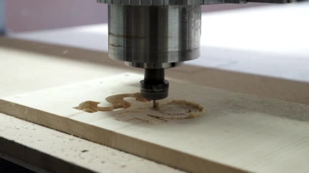 Fresagem máquina de corte faz em libra de madeira — Vídeo de Stock