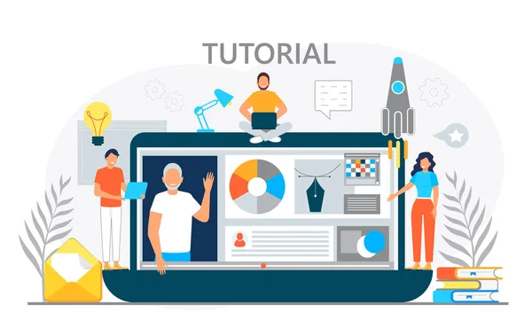 Tutorial Oder Online Kurs Des Grafikdesigners Konzeptvektor Für Landing Page — Stockvektor