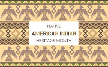 Native American Indian Heritage Month concept vector. Event is celebrated in November in USA. Traditional ornament of Indians of North America is shown clipart