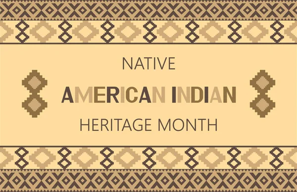 Native American Indian Heritage Month concept vector. L'evento si celebra a novembre negli Stati Uniti. L'ornamento tradizionale di indiani di America del Nord è mostrato — Vettoriale Stock