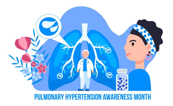Mes Conciencia Hipertensión Pulmonar Celebra Noviembre Fibrosis Pulmonar Ilustración Tuberculosis — Vector de stock