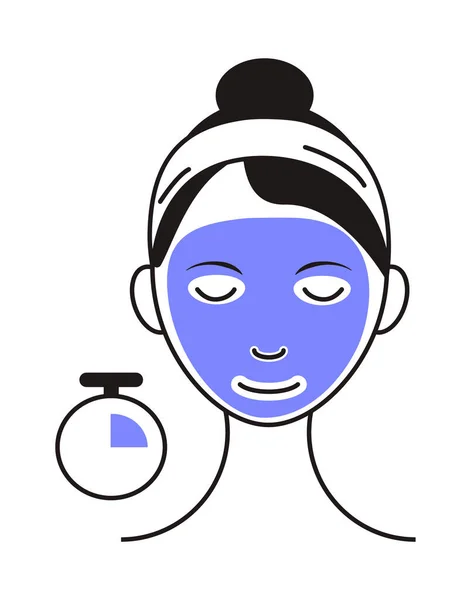 Gesichtsmaske Blatt Anwendung Symbol Vektor Mädchen Zeigt Wie Man Das — Stockvektor