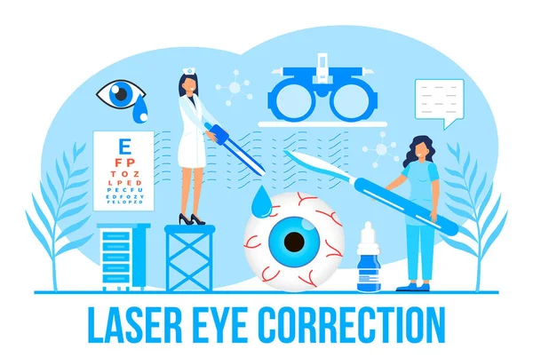 Conceito de oftalmologista para banner de cuidados de saúde. vetor conceito de tratamento de glaucoma. —  Vetores de Stock