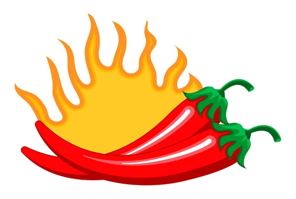 Piros Hűvös Paprika Fűszeres Jelként Rajzfilm Vektor Elszigetelt Fehér Háttér — Stock Vector