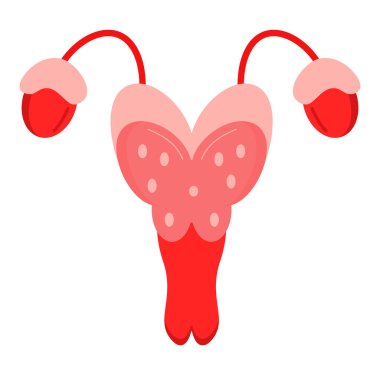 Rahim simgesi vektörü. İç kadın organı. Dünya menopoz günü, endometriyozis çizimi.