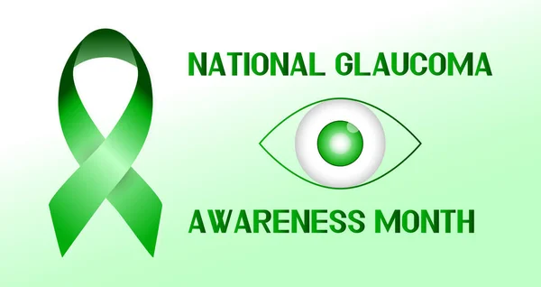 Glaucoma Awareness Month is celebrated in USA in January. Green ribbon is waving. Healthcare vector illustration banner — Stock Vector