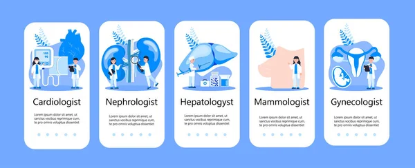 Kardiolog Nefrolog App Mall Vektor Leverbehandling Däggdjurskoncept För Medicinsk Hemsida — Stock vektor