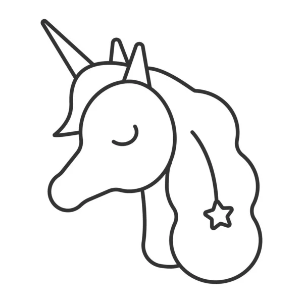 Icône Licorne Vecteur Sticker Tête Cheval Dormant Style Contour Animal — Image vectorielle