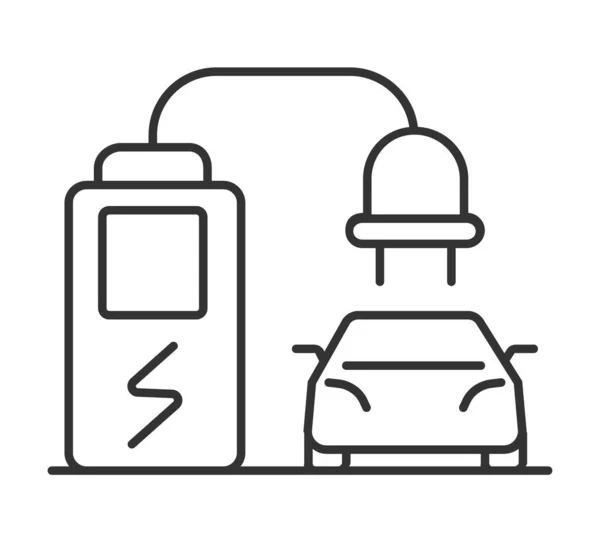 Vektor ikony nabíjecí stanice pro elektrická vozidla. Elektrická čerpací stanice pro elektromobily, skútry, motocykly. Zelená eko energie — Stockový vektor