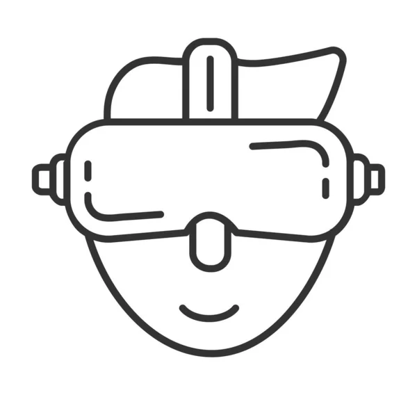 Vetor Ícone Realidade Virtual Homem Está Usar Óculos Futurista Sinal —  Vetores de Stock