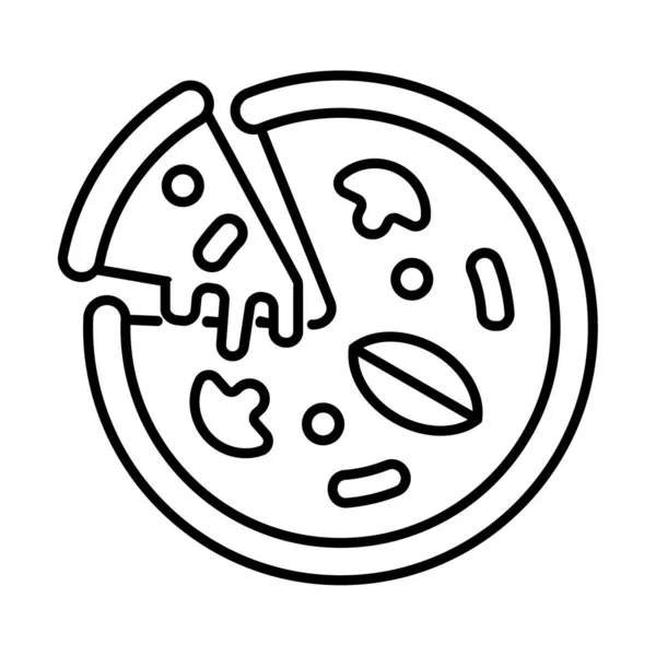 Pilzpizzen-Symbolvektor. Eine Scheibe Pizza mit schmelzendem Käse. Basilikum, Gewürze — Stockvektor