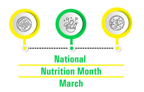 Vetor Conceitual Mês Nacional Nutrição Evento Comemorado Cada Março Alimentos —  Vetores de Stock