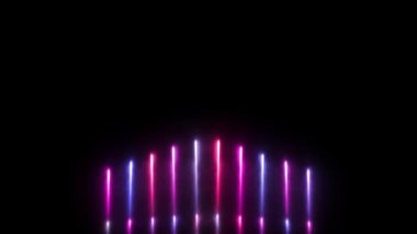 Şehirdeki animasyon görüntülerinde havai fişekler parlıyor. Neon parti festivali arka plan klibi için kutlama Mardi Gras 'sı veya Brezilya karnaval havai fişekleri. Logo, bayrak ve sunum için hızlı akış videosu.