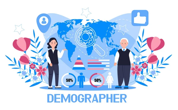 Demografický Koncept Vektoru Pro Přistávací Stránku Růstová Populace Světě Demografičtí — Stockový vektor