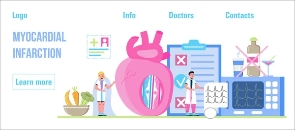 Myocardial Infarction Concept Vector Medical Website Header Blog Heart Attack — Stock Vector