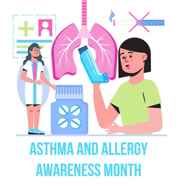 Asthma Und Allergie Bewusstsein Monat Konzeptvektor Ein Medizinisches Ereignis Wird — Stockvektor
