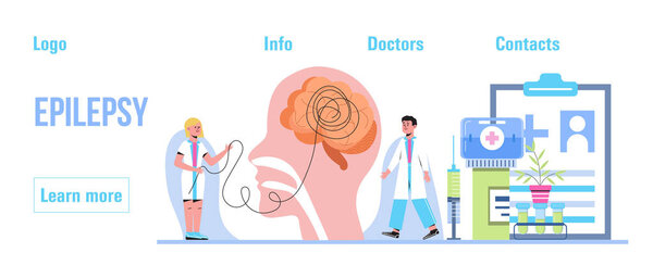 Вектор эпилепсии. Невролог лечит мозг. Неврология, слабоумие, метафора Альцгеймера. Рассеянный склероз, иллюстрация психического здоровья. Обследование психических заболеваний