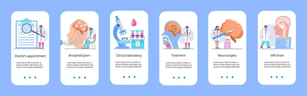 Neurologia Saúde Mri Vetor Conceito Vetor App Templates Set Conhecimento — Vetor de Stock