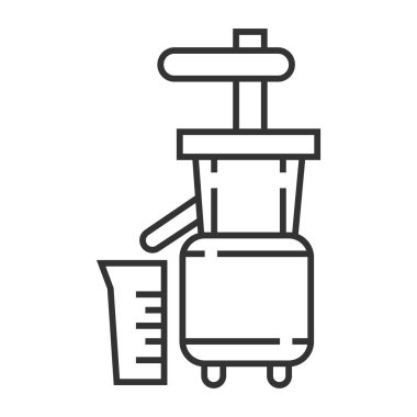 Meyve sıkacağı pikseli mükemmel ikon vektörü. Mutfak küçük alet hattı tabelası. Uygulama ve web için ev aletleri sembolü. Aşçılık ekipmanları gösteriliyor.
