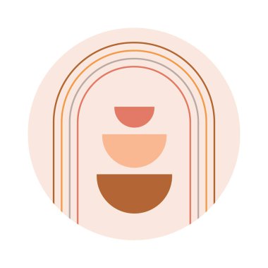 Fas merdivenleri, kemer, duvarlar, ark simgesi vektörü. Boho stilinde mimari öğeler. Tunuslu, Cezayirli moda soyut baskı. Bohem güneşi, ay, hatlar, kapılar. Duvar sanatı için çağdaş estetik.