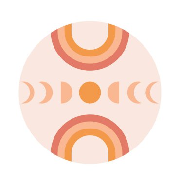 Fas merdivenleri, kemer, duvarlar, ark simgesi vektörü. Boho stilinde mimari öğeler. Tunuslu, Cezayirli moda soyut baskı. Bohem güneşi, ay, hatlar, kapılar. Duvar sanatı için çağdaş estetik.