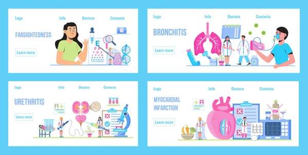 Pulmonólogo Fisiólogo Ataque Cardíaco Infarto Cardíaco Con Médico Diminuto — Vector de stock