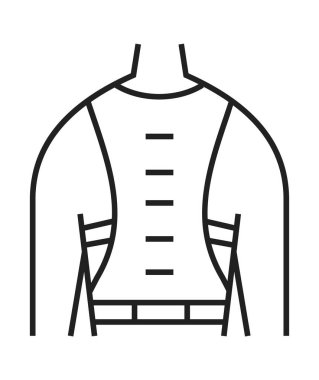 Sırt desteği ikonu. Ortopedik rehabilitasyon ikonu vektörü. Fizik tedavi hattı. Skolyoz sembolü web tasarımı, uygulama. Artrit, osteoporoz