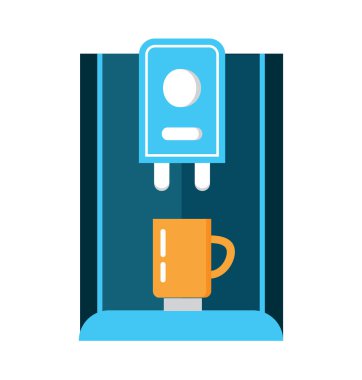 Espresso makinesi, kahve makinesi düz ikon vektörü. Mutfak küçük aletleri imzası. Uygulama ve web için ev aletleri sembolü. Çay, mocachino, cappuccino, kakao ve moquiato için pişirme ekipmanları gösterilir..