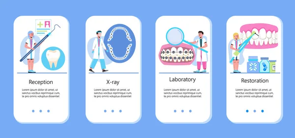 Dentiste Concept Vecteur Pour App Traitement Carie Tartre Kyste Dentaire — Image vectorielle