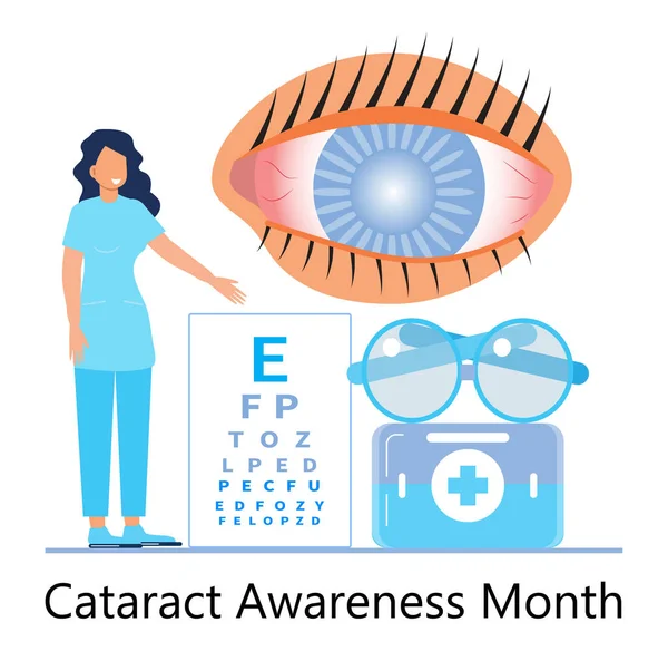 Cataract Bewustmakingsmaand Wordt Gevierd Juni Glaucoom Ziekte Nefropathie Problemen Oogarts — Stockvector