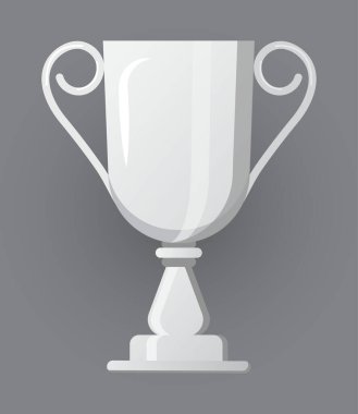 Gümüş kupa futbol, top vektörü. Turnuva, şampiyon ödülü gösteriliyor. Başarı ödülü sembolü. Oyunu kazandığın için tebrikler. Liderlik, kazanan kutlama.