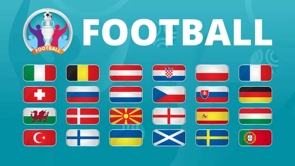 Futebol Europeu 2020 2021 Vetor Conceito Final Torneio Taça Prata —  Vetores de Stock