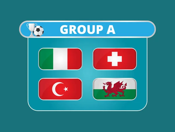Группа Финального Вектора Турнира Европы Футболу 2020 Показаны Кубки Чемпионов — стоковый вектор