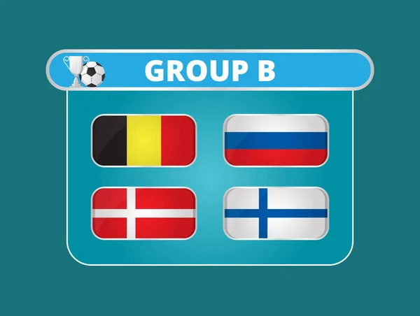 Grupo Futebol Europeu 2020 Vetor Conceito Final Torneio Taça Campeão — Vetor de Stock