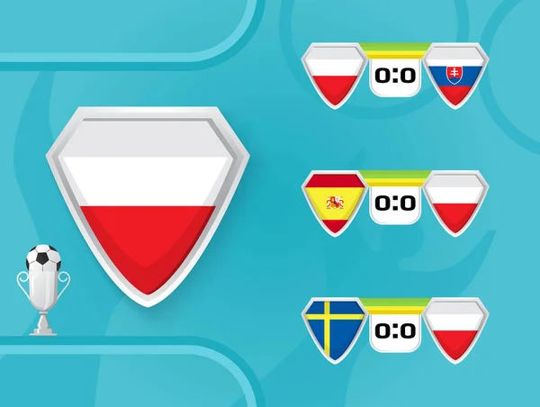 Calendrier Des Matchs Équipe Pologne Football Dans Championnat Europe 2020 — Image vectorielle