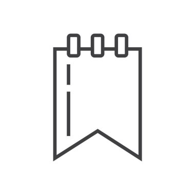 Yer imi etiketi, dış hat biçiminde etiket simgesi vektörü. Referans, kağıt ve belgeler için yer imi sembolü. Bölüm, not, paragraf, not defteri. E-okuma, e-kütüphane basit illüstrasyon.