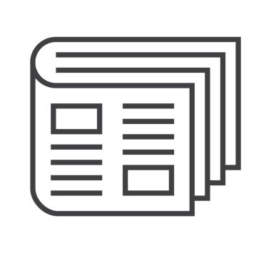 İnce satır biçiminde broşür sayfa simgesi vektörü. Referans, kağıt ve belgeler için özet. Bölüm, not, paragraf, not defteri. E-okuma, e-kütüphane basit illüstrasyon.