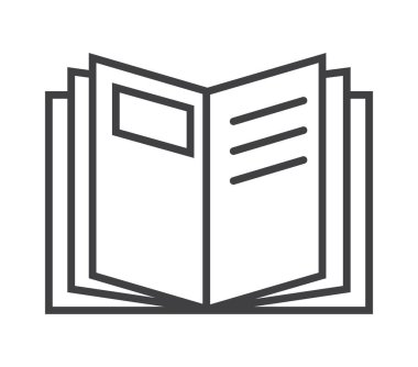 İnce satır biçiminde broşür sayfa simgesi vektörü. Referans, kağıt ve belgeler için özet. Bölüm, not, paragraf, not defteri. E-okuma, e-kütüphane basit illüstrasyon.