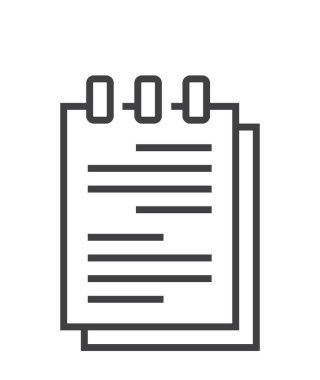 İnce satır biçiminde broşür sayfa simgesi vektörü. Referans, kağıt ve belgeler için özet. Bölüm, not, paragraf, not defteri. E-okuma, e-kütüphane basit illüstrasyon.