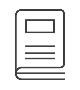 İnce satır biçiminde broşür sayfa simgesi vektörü. Referans, kağıt ve belgeler için özet. Bölüm, not, paragraf, not defteri. E-okuma, e-kütüphane basit illüstrasyon.